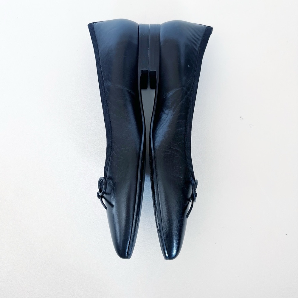 Margaux Black Pointed-Toe Leather Ballet Flats with Bow - Picture 7 of 10